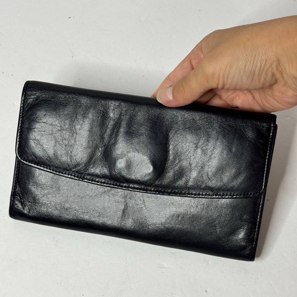Coach Vintage 90s Black Leather Combination Wallet/Chequebook - Picture 1 of 13